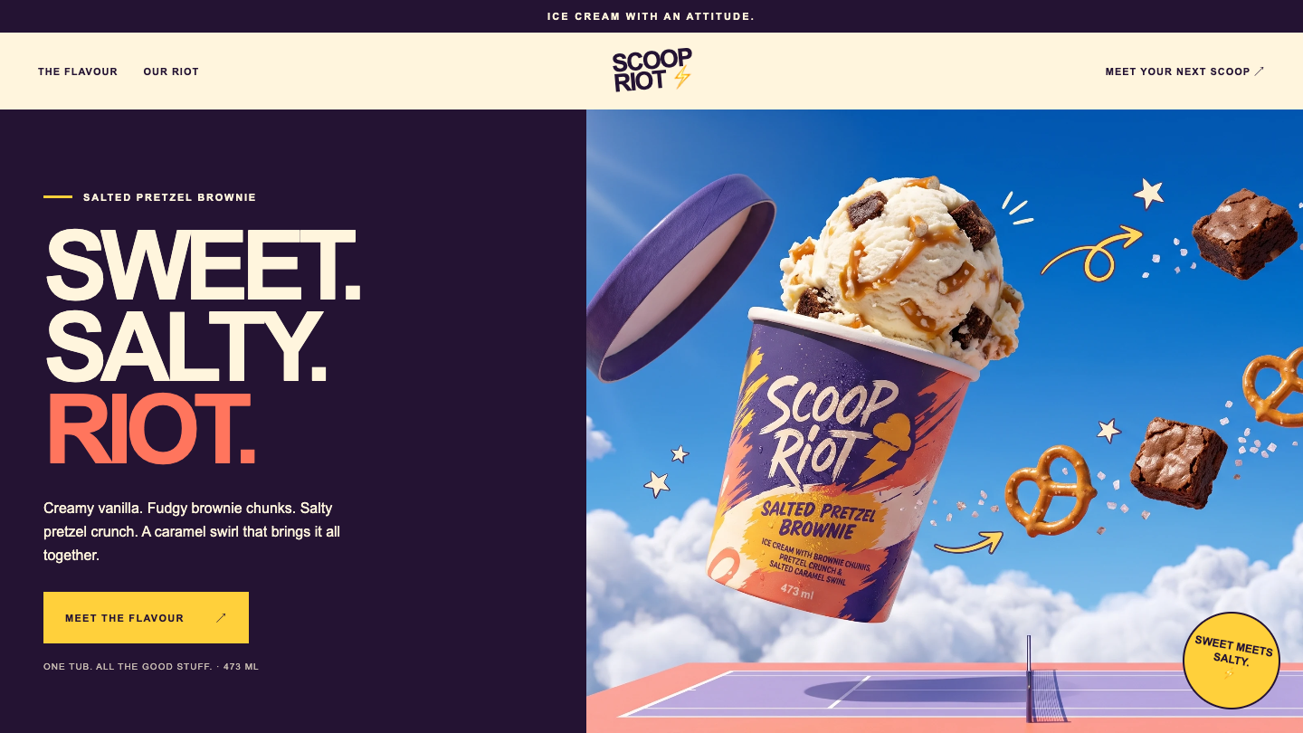Scoop Riot landing page concept